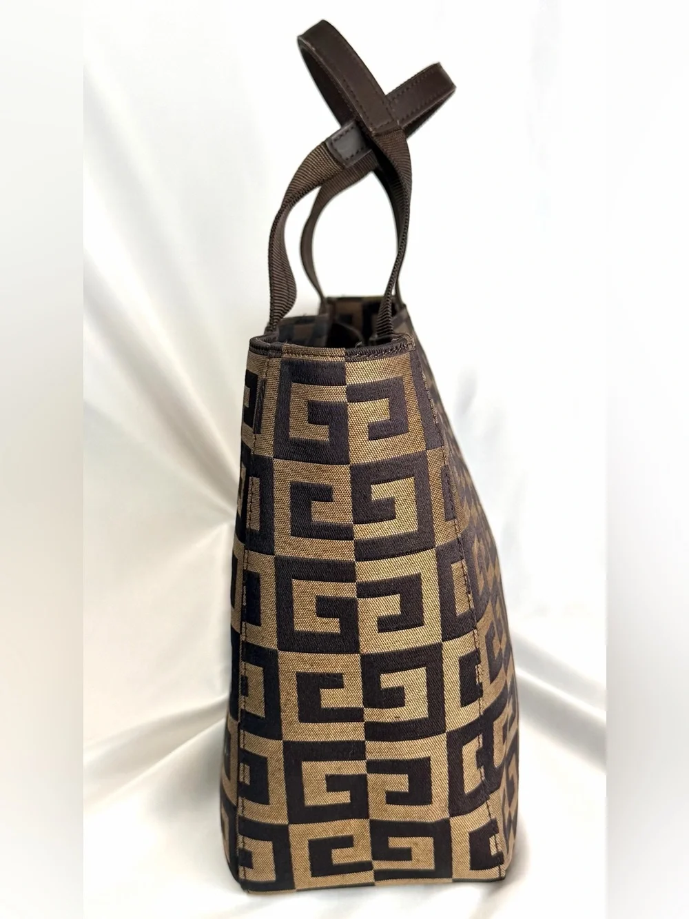 Givenchy Maroquinerie Brown Jacquard Monogram Tote Bag Canvas Vintage Handbag